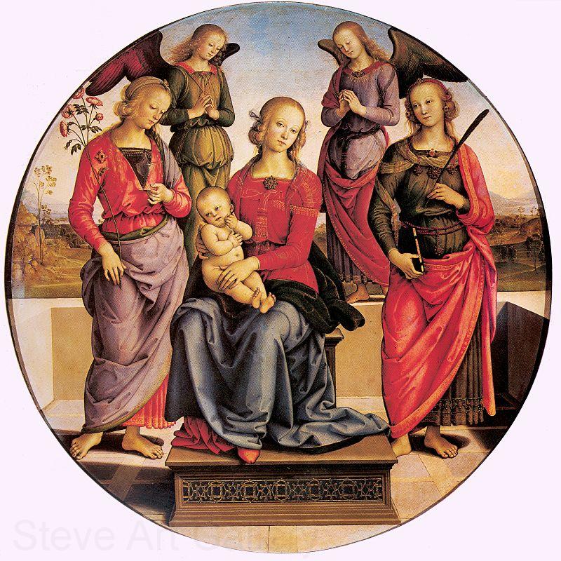 PERUGINO, Pietro Madonna Enthroned with Child and Two Saints Spain oil painting art